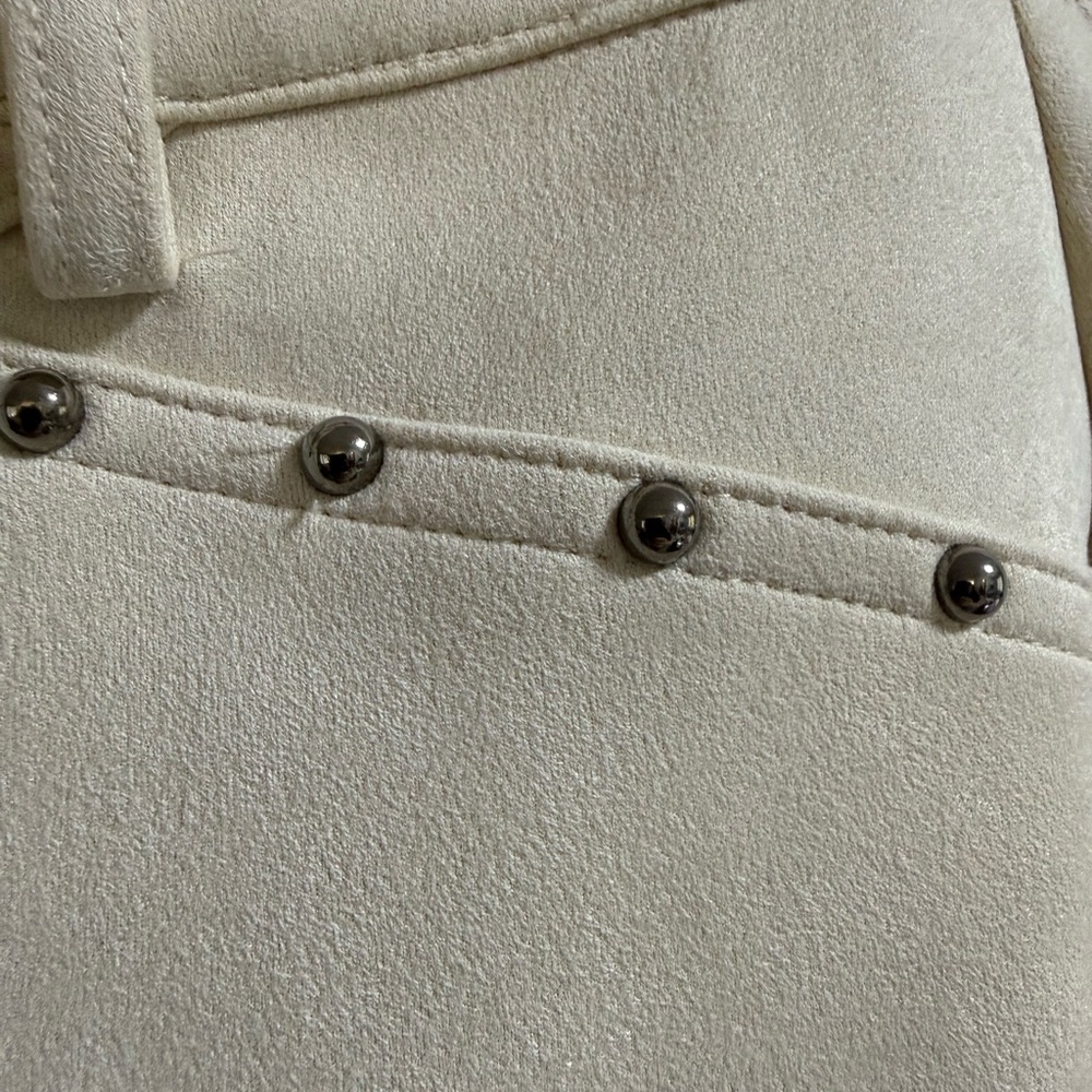 Fringe High-Waist Cream Women's Shorts - Picture 4 of 10